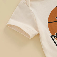 Baby Boy Letter Onesie, Basketball Pants & Hat Set