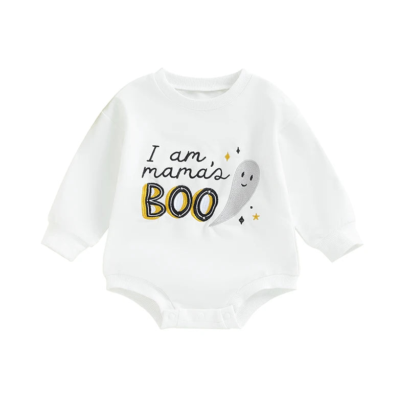 Unisex Baby Halloween Long Sleeve Letter Print Onesie