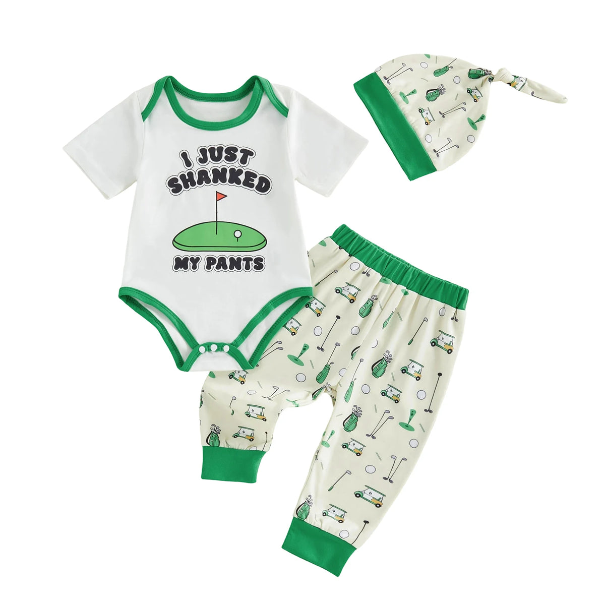 Newborn Baby Boy Golf Print Clothing Set