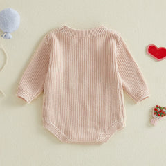 Baby boy Valentine’s Romper with Embroidered Letters and Long Sleeves