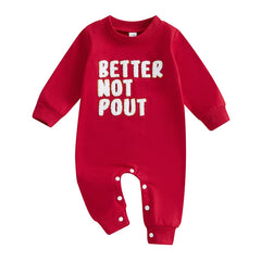 0-18M Infant Unisex Christmas Embroidered Long Sleeve Romper