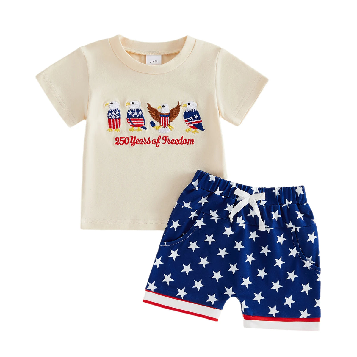 Baby Boys Bird Letter Embroidery 4th of July Outfits
