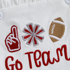 Baby Girl Overall Football Letter Embroidery Romper