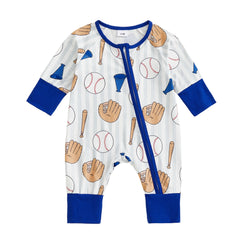 0-1Y Baby Boy Baseball Fall Romper