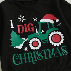 Toddler Baby Boy Tree & Excavator Pullover & Pants Fall Outfit