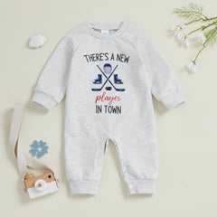 3-18M Unisex Baby Hockey Sweatshirt Romper