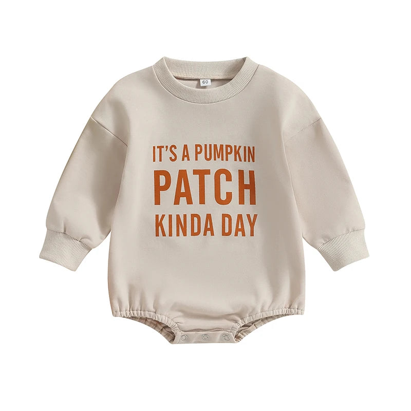 0-24M Newborn Baby Unisex Halloween Letter Print Long Sleeve Onesie