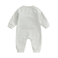0-18M Baby Boy Long Sleeve, Full-Length with Letter Embroidery Fall Romper