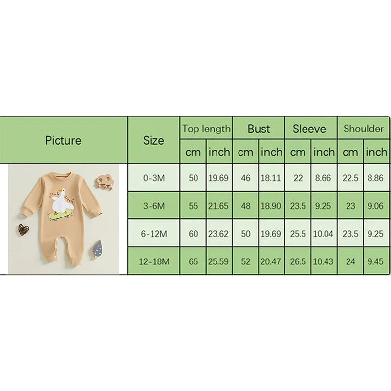 Skateboarding Duck Baby Romper | Cozy Fall Jumpsuit