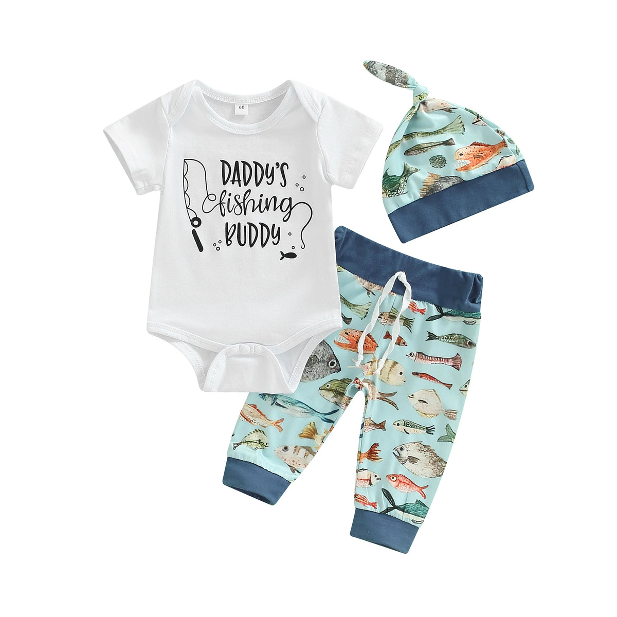 Newborn Baby Boy Fishes Patchwork Outfit