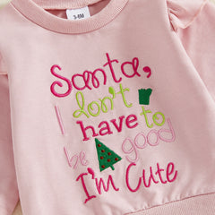 Toddler Baby Girl Embroidered Pullover & Plaid Bell Bottoms Christmas Set