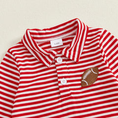 Baby Boy Striped Rugby Long Sleeve Football Romper