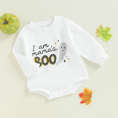 Unisex Baby Halloween Long Sleeve Letter Print Onesie