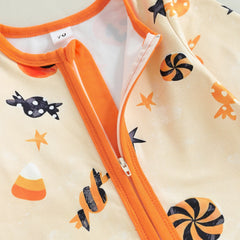 Baby Boy Halloween Pumpkin Romper & Knot Hat 2pc Set