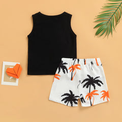 Baby Boy Letter Glasses Sleeveless Shorts Set