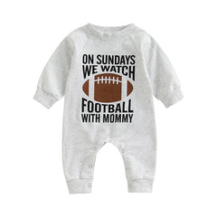 0–18M Baby Unisex “No Sundays We Watch Football with Daddy Mommy” Letter  Romper
