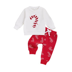 Toddler Baby Boy Candy Cane Sweatshirt & Pants Christmas Outfit