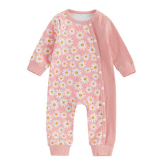Baby Girl Autumn Flower Print Long Sleeve Romper