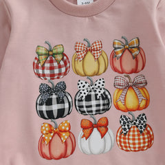 Newborn Baby Girl Pumpkin Print Long-Sleeve Halloween Romper