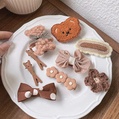 Baby Girl Autumn Winter Cartoon Bear & Bowknot Barrette Hair Clips