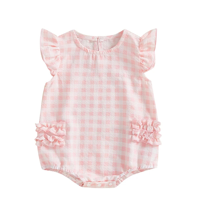 Baby Girl Plaid Frill Onesie