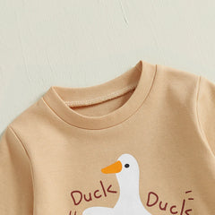 Skateboarding Duck Baby Romper | Cozy Fall Jumpsuit