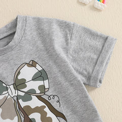 Baby Girl Bow-Print Loose-Fit Short-Sleeve Onesie