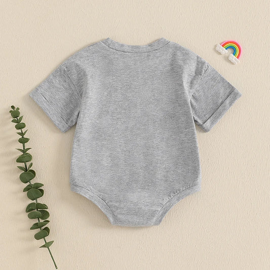 Baby Girl Bow-Print Loose-Fit Short-Sleeve Onesie