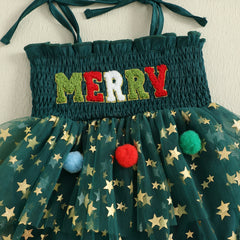 Newborn Baby Girl Christmas Smocked Romper with Headband