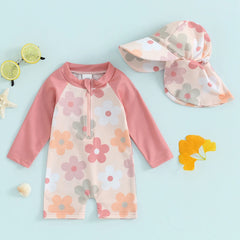 Baby Girl Long Sleeve Zip-Up Swimsuit