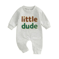 0-18M Baby Boy Long Sleeve, Full-Length with Letter Embroidery Fall Romper