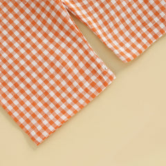 Baby Boys Pumpkin Onesie, Plaid Pants & Hat Halloween 3-Piece Outfit