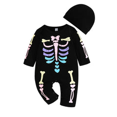 0–18M Baby Skeleton Romper & Hat Halloween Outfit