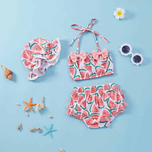 3-Piece Baby Girl Watermelon Swim Set