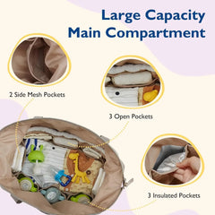 Large Waterproof Diaper Tote Bag with Pacifier Case