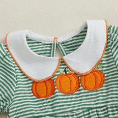 Baby Girl Halloween Striped Pumpkin Romper