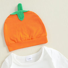 Newborn Baby Boy Pumpkin Romper, Pants & Beanie  Halloween Outfit