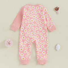 Baby Girl Autumn Flower Print Long Sleeve Romper