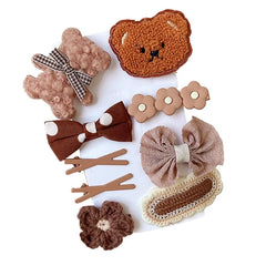 Baby Girl Autumn Winter Cartoon Bear & Bowknot Barrette Hair Clips