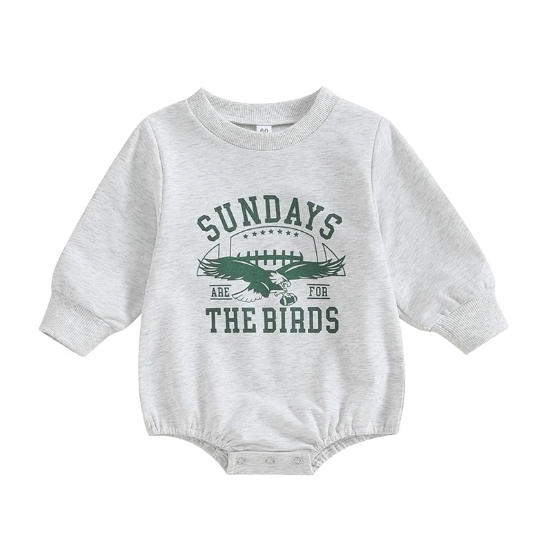 (0–18M) Baby Boy Letter & Eagle Print, Long Sleeve, Sweatshirt Romper
