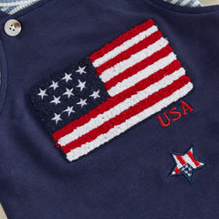 Baby Boys Fourth of July Short Sleeve Striped Romper + Overalls