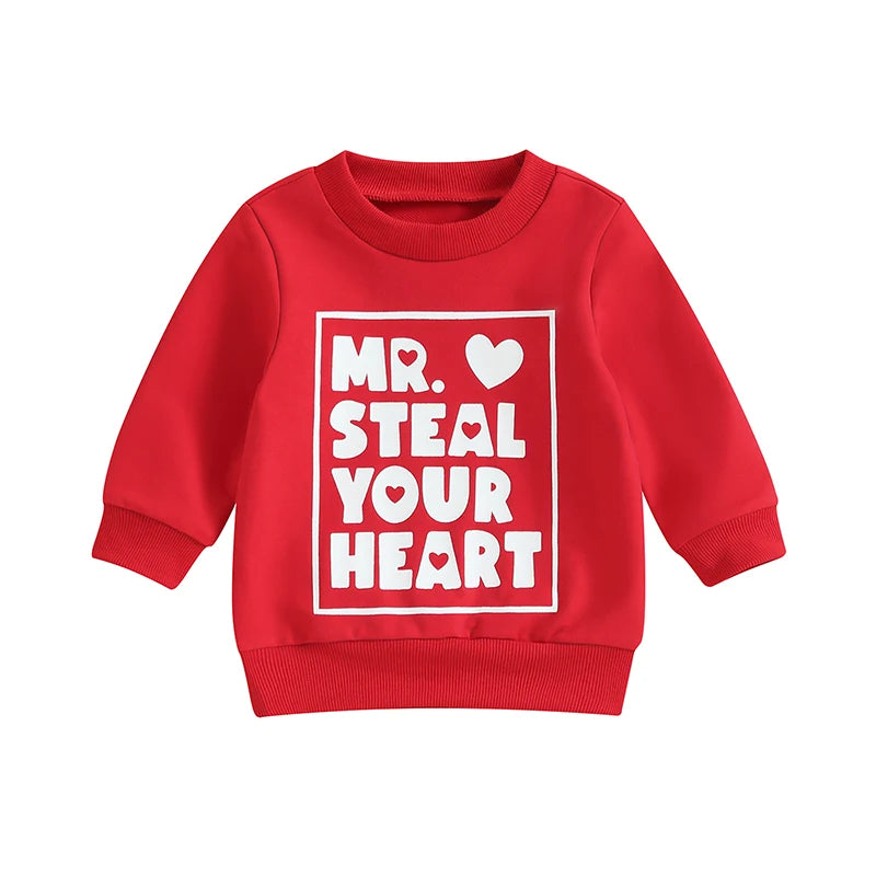 Baby Boy Cozy Valentine’s letter-print sweatshirt (0–3Y).
