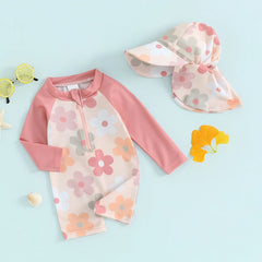 Baby Girl Long Sleeve Zip-Up Swimsuit