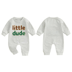 0-18M Baby Boy Long Sleeve, Full-Length with Letter Embroidery Fall Romper
