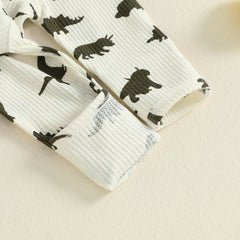 Baby Boys Dinosaur Print Long Sleeve Romper & Hat Fall Outfit Set