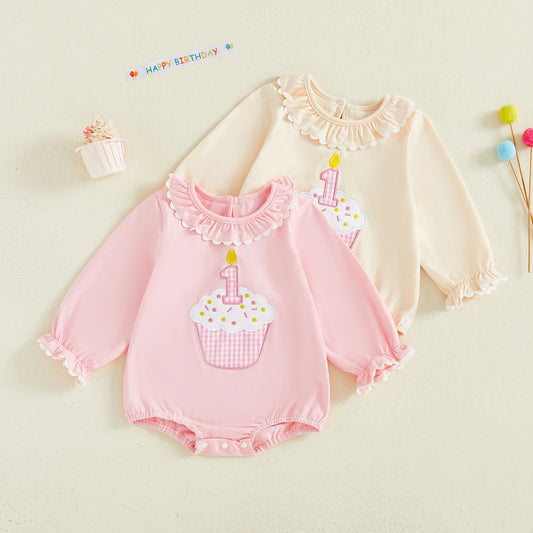 Baby Girl First Birthday Cupcake Onesie