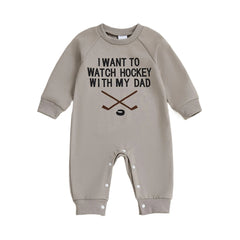 3-18M Unisex Baby Hockey Sweatshirt Romper