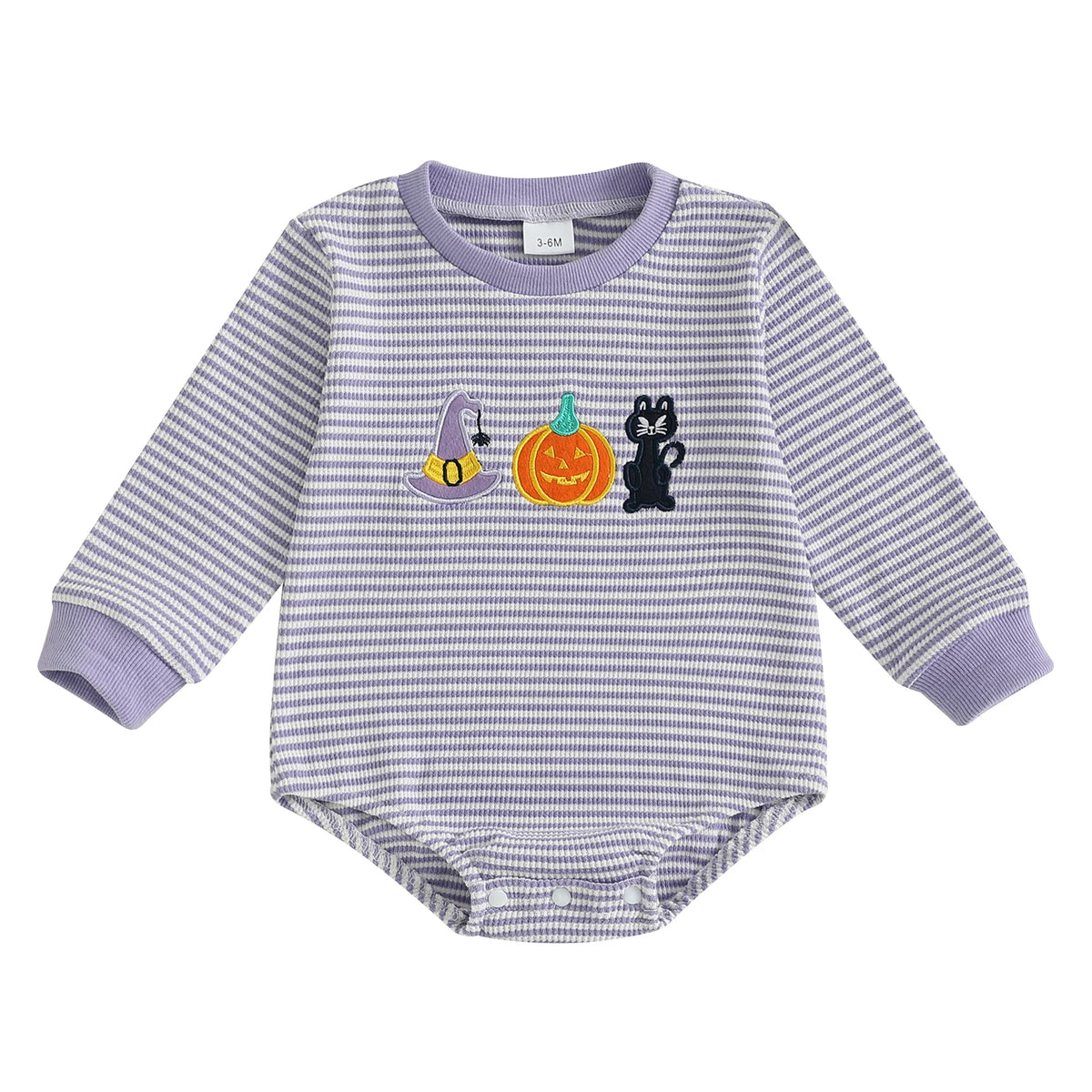 Newborn Pumpkin & Ghost Embroidery, Long Sleeve Fall Halloween Onesie