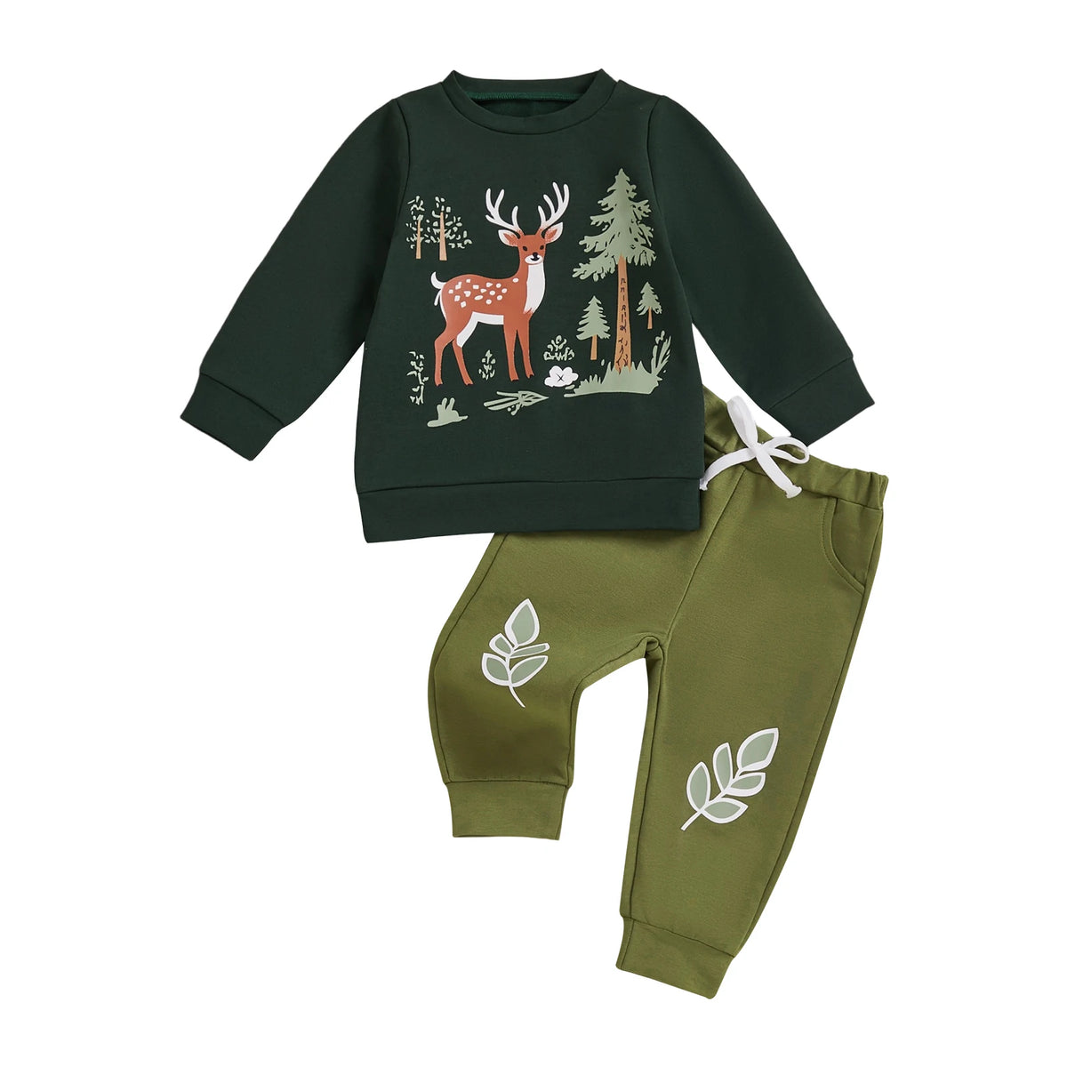 Toddler Baby Boy Reindeer Tree Pullover & Pants Christmas Outfit