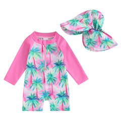 Baby Girl Long Sleeve Zip-Up Swimsuit